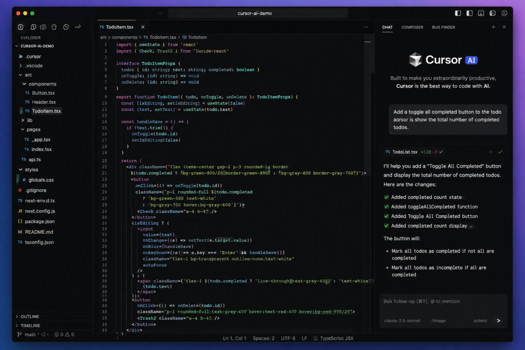 Cursor AI code editor with AI-powered coding assistant
